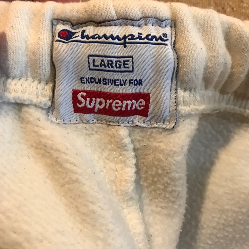 Supreme x champion white sweats size large